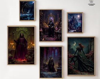 Potions Master Art Print Set – Gothic Fantasy, Book Lover Gift (Digital Download)