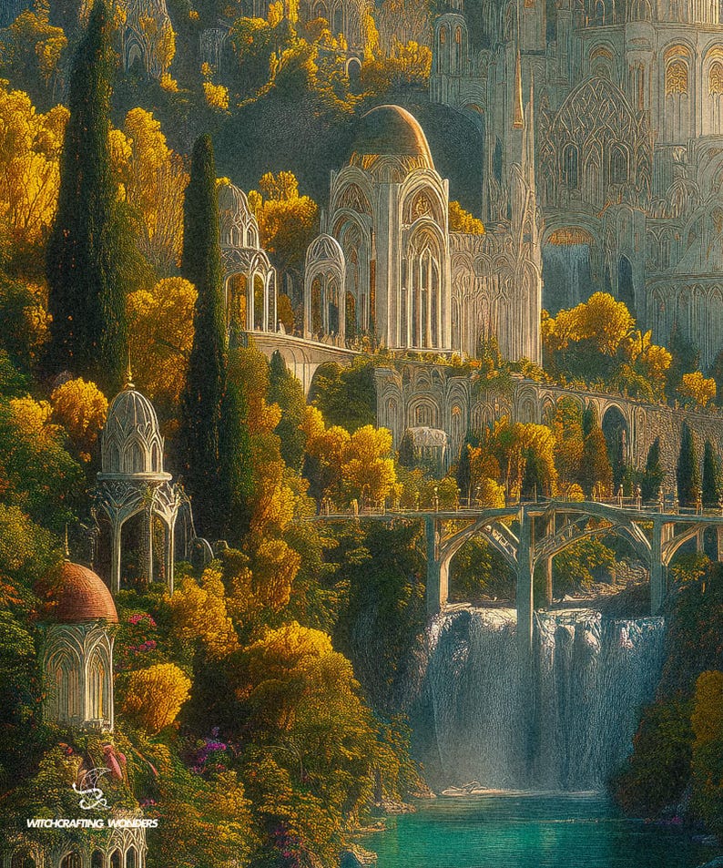Rivendell-inspired Elven City Artwork – Epic Fantasy Landscape With ...