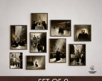 Wizard School Art Set – Gothic Academia Prints, Magical Book Lover Decor (Digital Download)