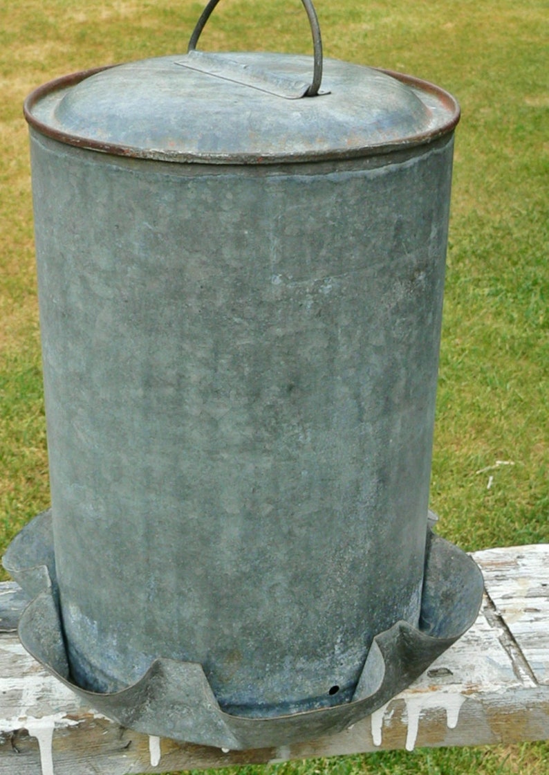 RARE Vintage Galvanized Chicken Waterer Feeder Farm Animals Etsy