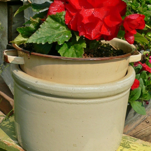 Antique Red Wing Stoneware Kitchen Utensil Holder Crock Jar Country Décor
