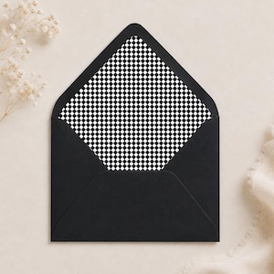 Vanderbilt Envelope Liner Template, Black White Diamond Wedding Printable, Canva Insert, Euro, Square & Regular Flap, DIY Invitation