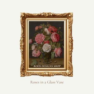 Roses in a Glass Vase by Jacob van Hulsdonck | Digital Download | Baroque Floral Art Print | Dutch Still Life | Instant JPG File