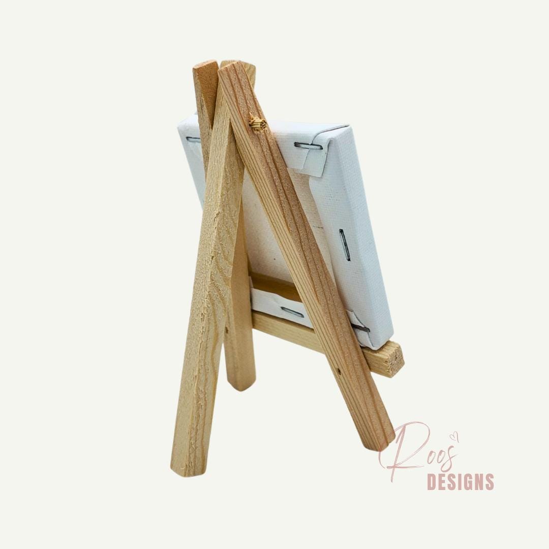絵画　ミニキャンバス 木製イーゼル付き ミニキャンバスイーゼルセット – 7 x 7 cm コットンキャンバス、FSC