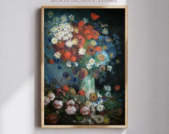 Van Gogh Floral Wall Art Print, Meadow Flowers Still Life, Vintage Flower Wall Art, Post Impressionist Painting, Printable Art Download