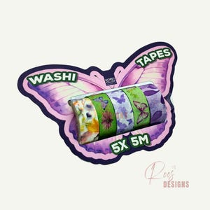 Butterfly Washi Tape Set: Floral Scrapbooking, Journaling - FSC Eco Friendly