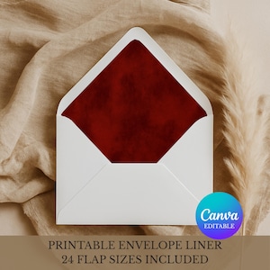 Burgundy Envelope Liner Template, Wedding Envelope Liner Printable, Canva Liner Insert, Euro Square Flap DIY Invitation Liner