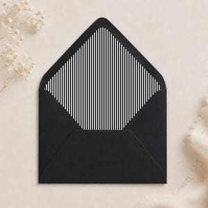 Black Stripe Envelope Liner Template, Wedding Printable, Canva Insert, Euro, Square & Regular Flap, DIY Modern Invitation Liner