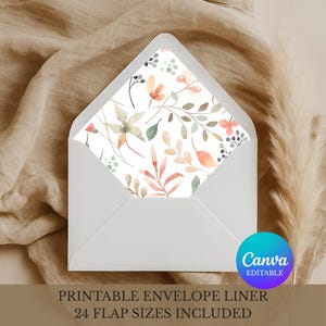 Sjablonen envelopvoering - lentegefluister, aquarel bloemdessin, vierkant, euro en gewone flappen, botanische bruiloft, digitale download