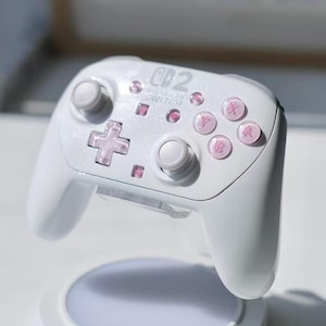 Custom Switch 2 White Pro Controller Glittery Nintendo Joycon Controller Handmade Shell And Buttons Joy-Cons | Great Gaming Gift For Gamers