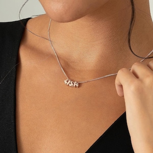 Collar personalizado con letras 3D, mini collar con letras de burbujas, collar con inicial, collar con nombre dorado grueso