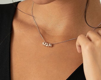 Personalized 3D Letter Necklace, Mini Bubble Letters Name Necklace, Initial Necklace, Chunky Gold Name Necklace