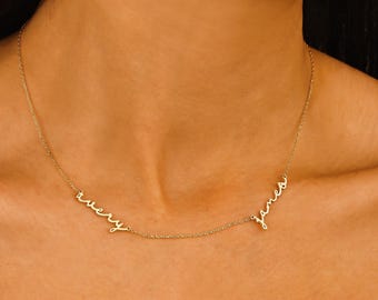 Double Name Personalized Necklace, Autum Font Personalized Name Jewelry, Two Name Custom Necklace, Mother&#39;s for Necklace with Family Names