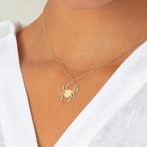 925 Sterling Silver Spider Necklace, Tarantula Spider Necklace, Spider Necklace, Cute Gold Charm Necklace, Dainty Jewelry for Her