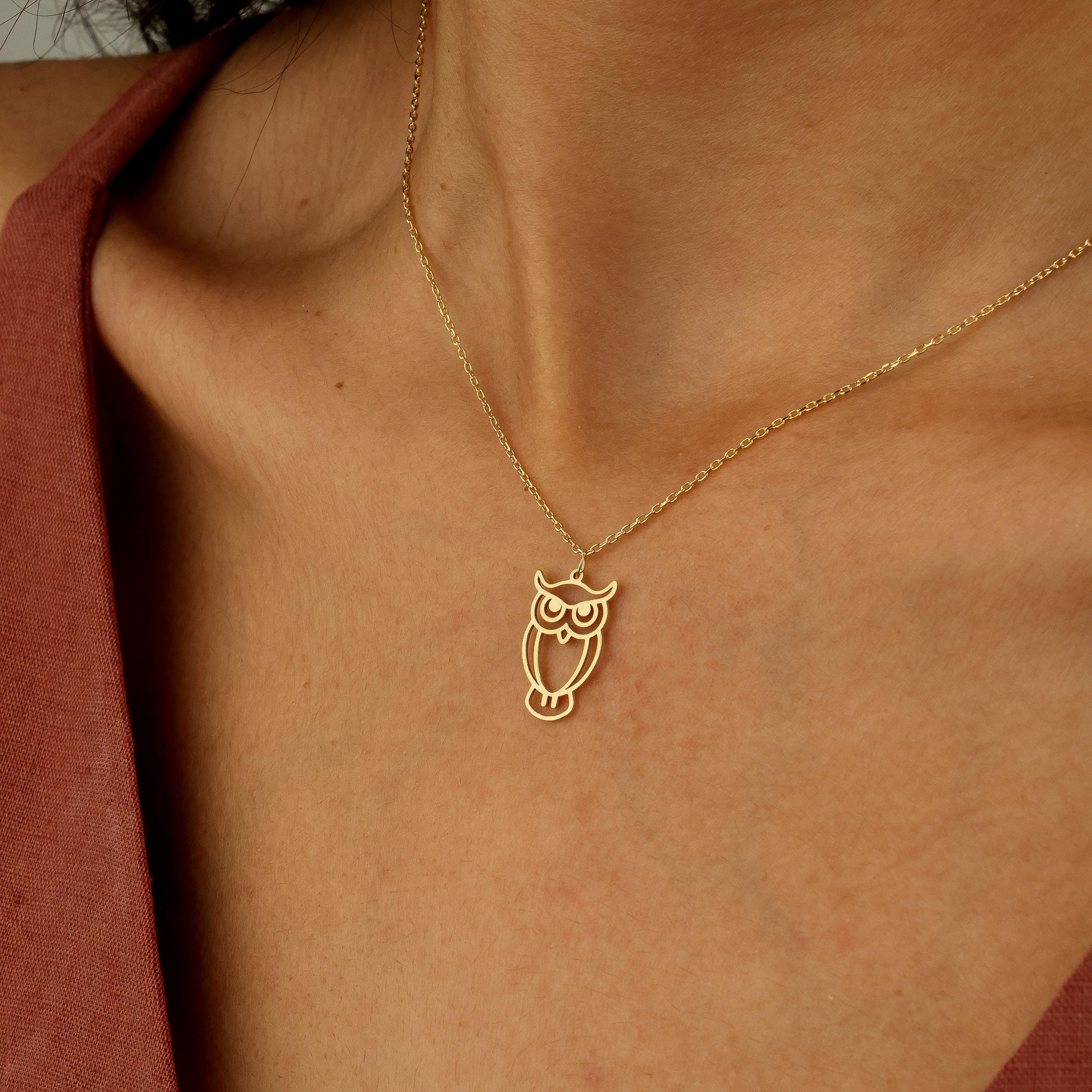 Wise Owl Necklace, Dainty Animal Jewelry, Minimalist Owl Pendant, Elegant Gift for Her, Christmas Je