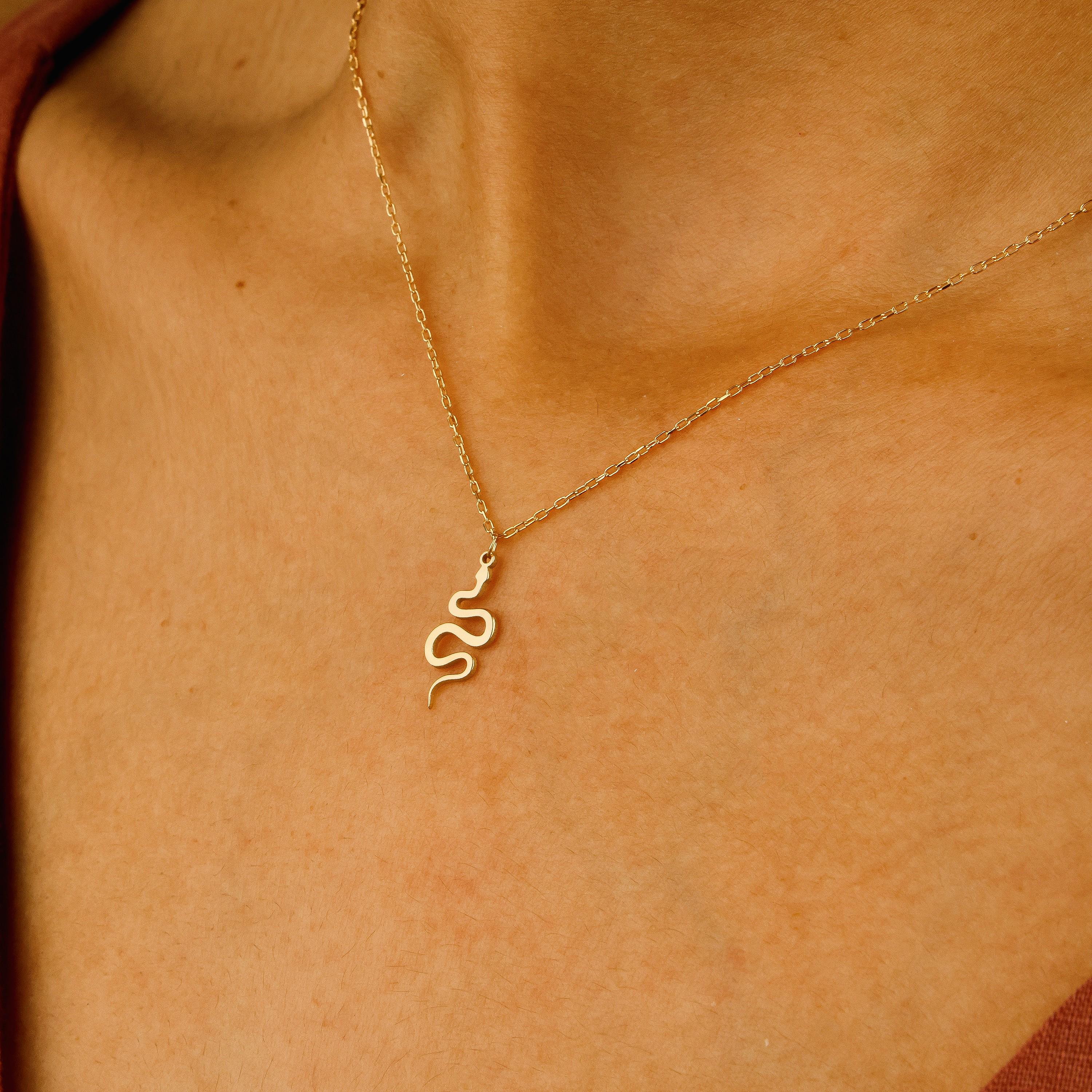 Collier Pendentif Serpent En Plaqué Or 18 Carats - Bijouxia - Neuf Avec étiquettes