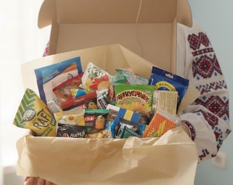 Authentic Ukrainian Snack Box | Gift Box with Sweets & Treats Made in Ukraine | Handpicked Snacks and Candies from Ukraine Sellers