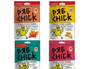 Healthy Protein Snack Box - Ukrainian Dried Chicken Slices (Ryabchick) - 4 Flavor Variety Pack. Snack Box | Made in Ukraine
