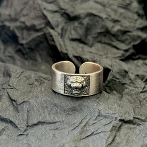 Silver Tiger Ring, Adjustable Tiger Head Ring, Mens Tiger Head Ring, Men&#39;s Tiger Ring, Mens Silver Signet Ring, Animal Head Ring