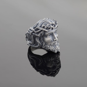 Silver Jesus Christ Crown of Thorns Ring, Messiah Statement Ring, Christian Ring, Silver Religious Ring, Catholic Ring, Religious Gift