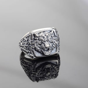 アクセサリー THE UNION TIGER RING Sterling Silver Tiger Head Ring, Tiger Ring, Tiger Lovers