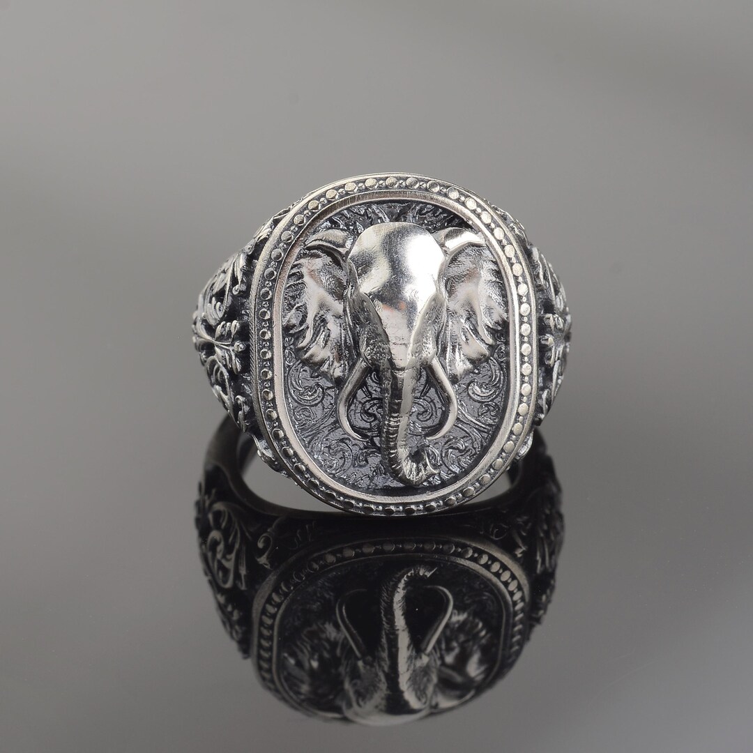 Sterling Silver Elephant Ring, Animal Talisman, Mens Jewelry Gift - Etsy