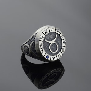 Sterling Silver Taurus Zodiac Ring: Horoscope Astrology Gift