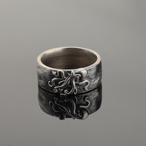 Silver Octopus Band, Octopus Tentacles Ring, Nautical Jewelry, Animal Ring, Silver Men Jewelry, Sea Animal Gothic Ring, Tentacle Ring