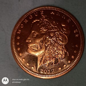 Morgan Dollar, 2017, Currency of the Apocalypse, hand crafted, .999 fine copper, one ounce