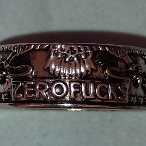 Coin Ring, Dollar, Zero F**ks, Hobo, Boho, Nickel, Silver, American Eagle,  America, United States of No Fu*cks, USA, Size 8 - 13