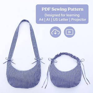 The Drawstring Crescent Bag | 2-in-1 crossbody and shoulder bag | Digital PDF Sewing Pattern & Video Tutorial