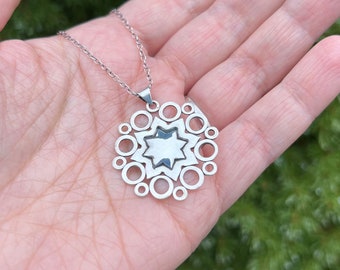 Fine Silver Mandala Pendant Necklace