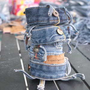 Reclaimed Denim Waistbands – Upcycled Jean Strips for Bag Handles, Crafts, Weaving & DIY Projects (4-Pack)