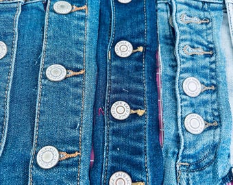 Reclaimed Denim Jean Buttons & Hardware, Sold Individually, Upcycled Jeans Findings, Salvaged Metal Buttons, Rivets + Craft Supplies