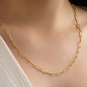 Dainty 14K Gold Paperclip Chain Necklace: Sterling Silver Layering Necklace
