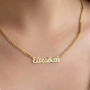Gold Curb Chain Name Necklace: Personalized Sterling Silver Jewelry