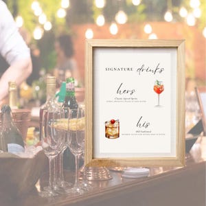Signature Drinks Wedding Bar Menu - Canva Download