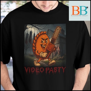Video Pasty T-Shirt, Retro Horror T-Shirt, Funny Food T-Shirt, Cartoon Character Tee, Halloween T-Shirt, Creepy Foodie Tee