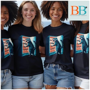 Camiseta de mapache asaltante de nevera, divertida camiseta de animales, genial camiseta de vida silvestre, regalo de panda de la basura, camiseta de dibujos animados única, camiseta gráfica novedosa
