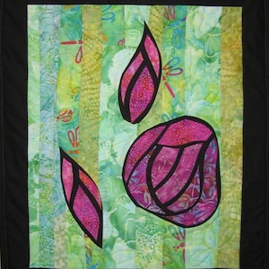 Rose Wall Hanging Art Quilt image 1