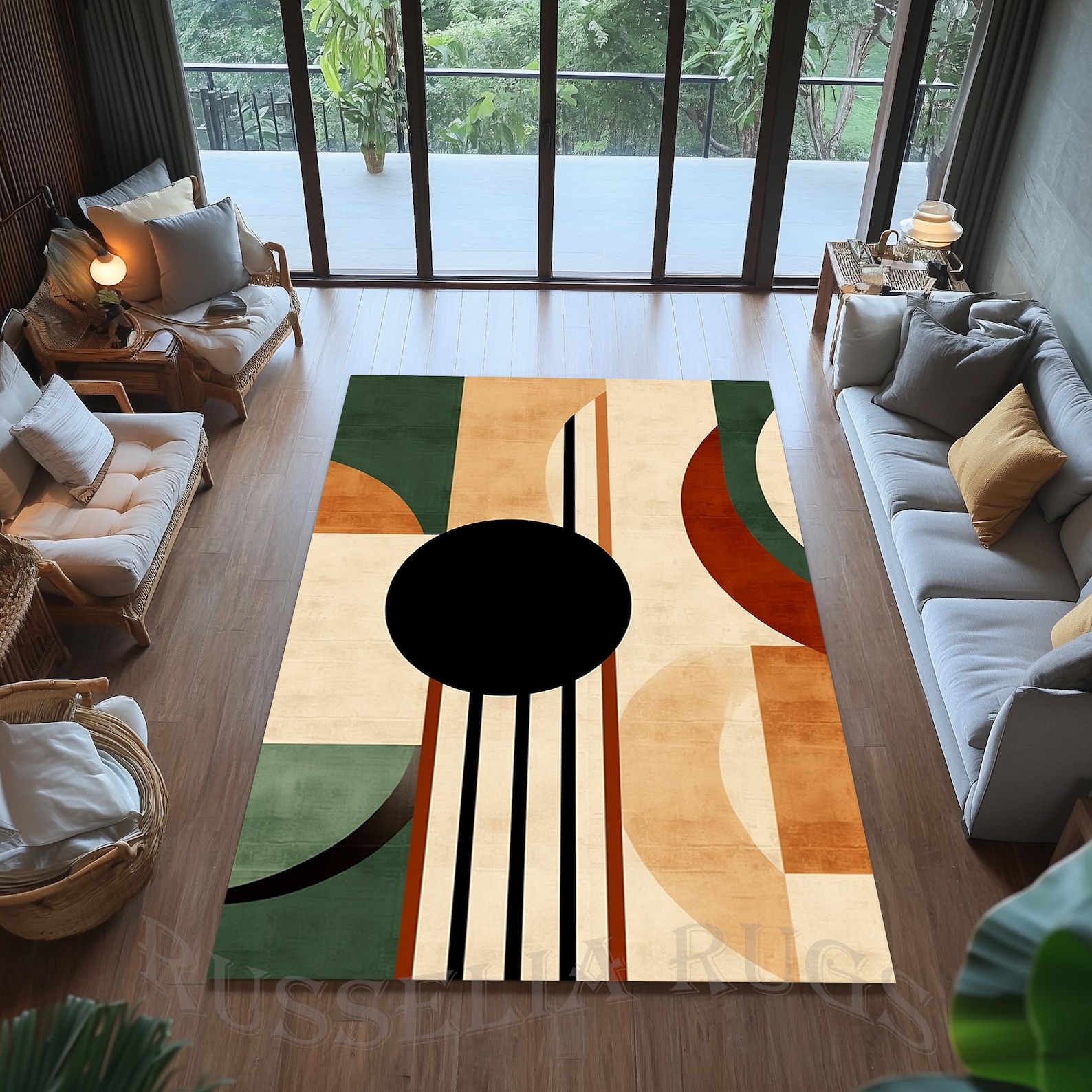 Mid Century Rug,mid Century Modern Area Rug,geometric Rug,mid Century ...