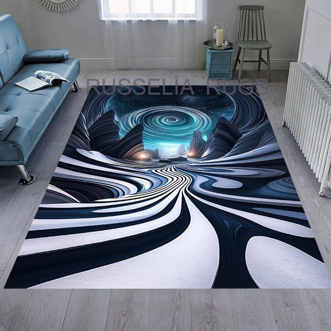 3D Look Vortex, Blue Vortex, 3D Living Room, Star Rug, Room Rug, 3D ...