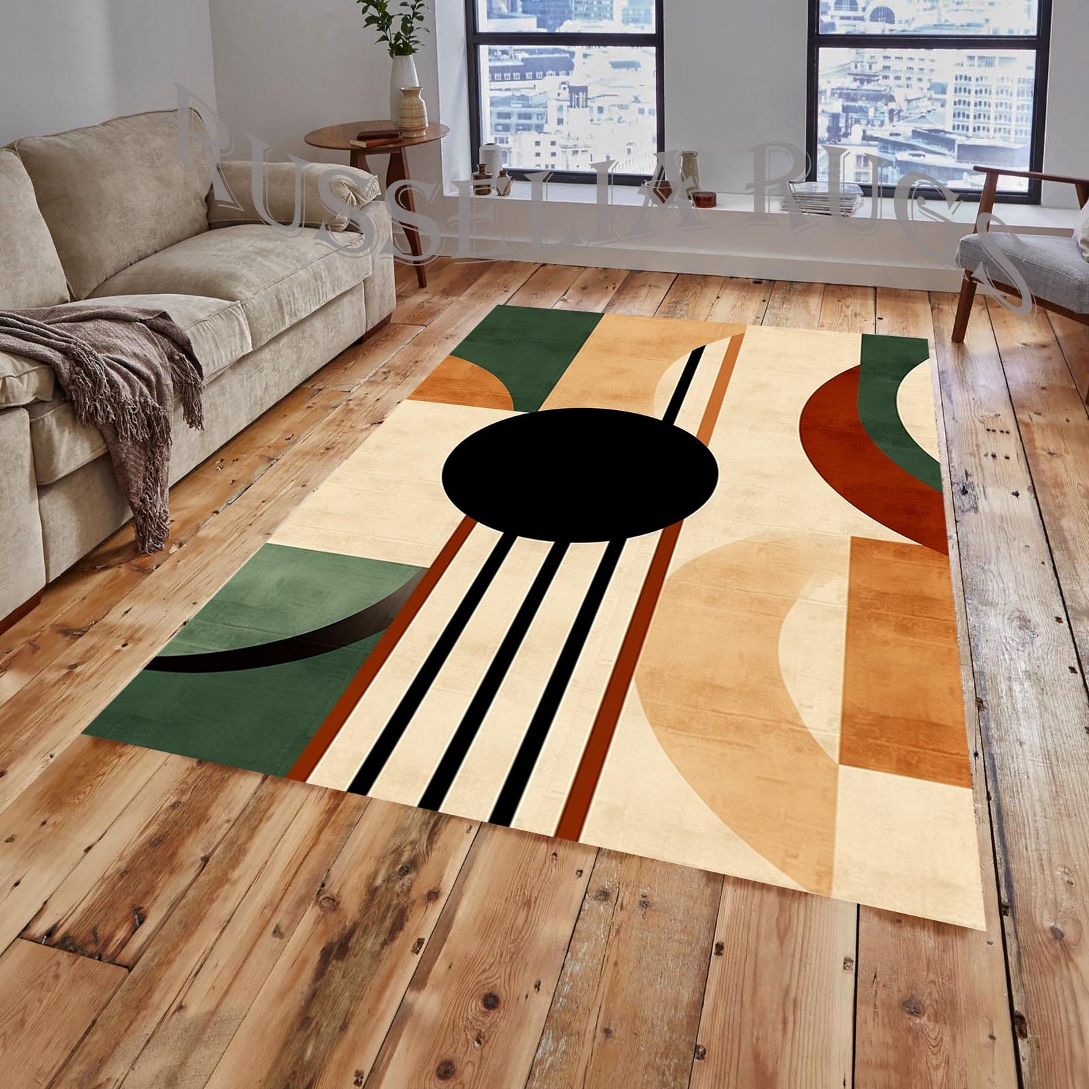 Mid Century Rug,mid Century Modern Area Rug,geometric Rug,mid Century ...