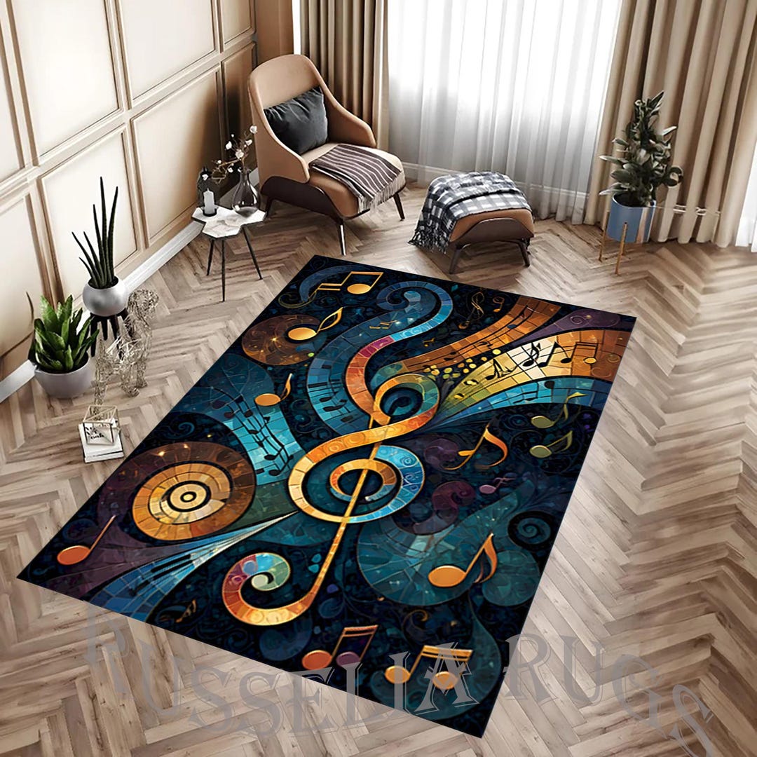 Musical Instrument Rug Music Rug,musical Nota Rug,nota Clef,colorful Music Rug,treble Nota ...