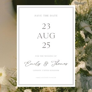Modello moderno Save The Date, invito di nozze minimalista, Save The Date numerico semplice, download immediato, stampabile