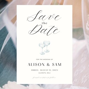 Save The Date Template, Champagne Save The Date, Elegant, Timeless, Editable, Digital File, Print Ready