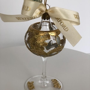 Waterford Crystal &quot;Brandy Glass&quot; Ornament | 2001/2 Holiday Heirloom with Box | Handmade in Italy | Original Tag | 4 3/4 inch | Luxury Gift