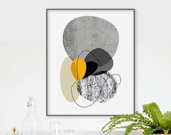Framed Abstract Art Print, Minimalist Mid Century Modern Wall Decor