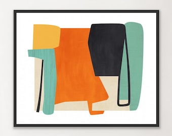 Framed 1950s Abstract Wall Art, Organic Modernism Print