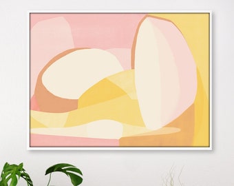 Danish Pastel Decor, Extra Large Living Room Art in Mid Century Modern or Minimalist Style, Painting Print on Canvas or Paper